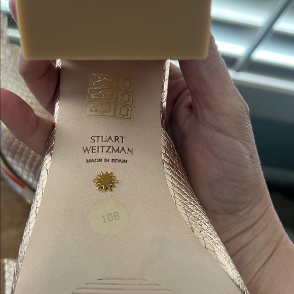 🛑 1 hour sale. Stuart Weitzman, 10B, Rose Gold Textured Women's Mule Heels - Picture 9 of 10